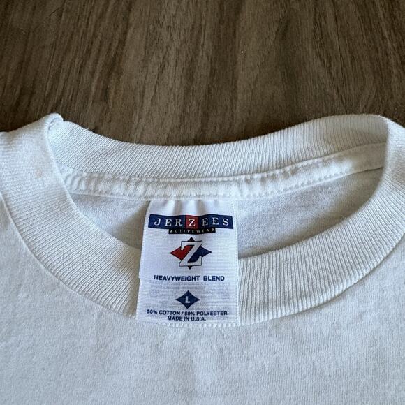 Vintage Jesus T-Shirt Men's Size L Budweiser Frogs Gods Wiser White 1990s - Picture 4 of 4